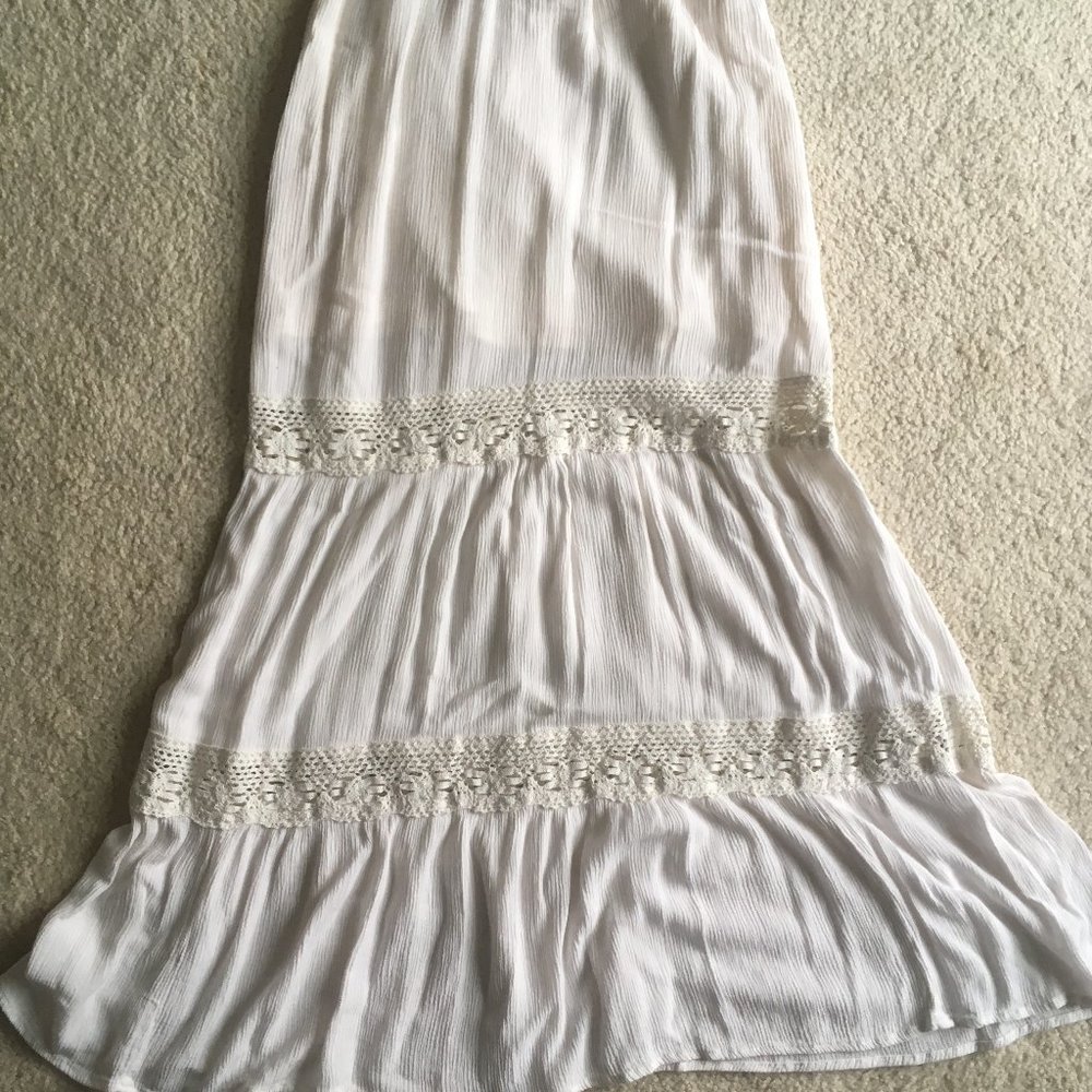 Boho Maxi Skirt Crochet Panel Detail